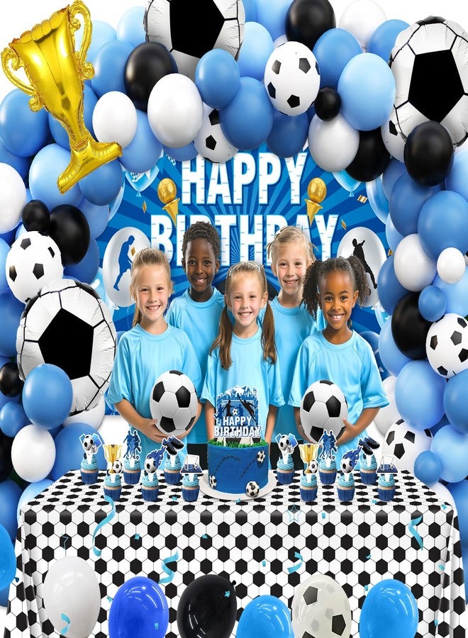 REDWORD Soccer Birthday Party Decorations, 97Pcs Soccer Party Decorations with Balloons Happy Birthday Backdrop Soccer Tablecloth and Cake Toppers for Soccer Party Supplies - Image 4